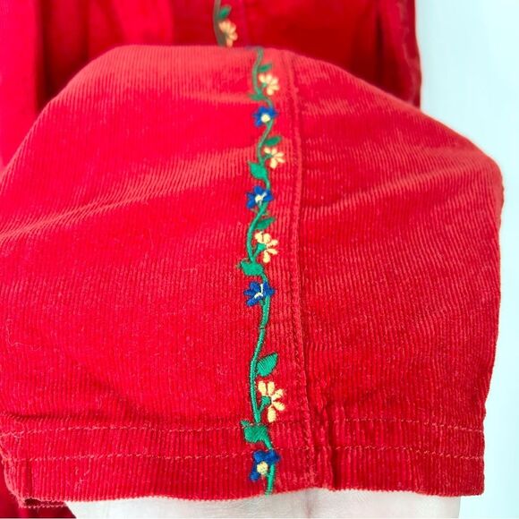 NWT Baby Gap Red Corduroy Floral Embroidered Pants Large 12-18 Months - Picture 3 of 5